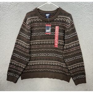 Lands End Sweater Adult XL Multicolor Fair Isle Knit Crewneck Grandpa Old Money